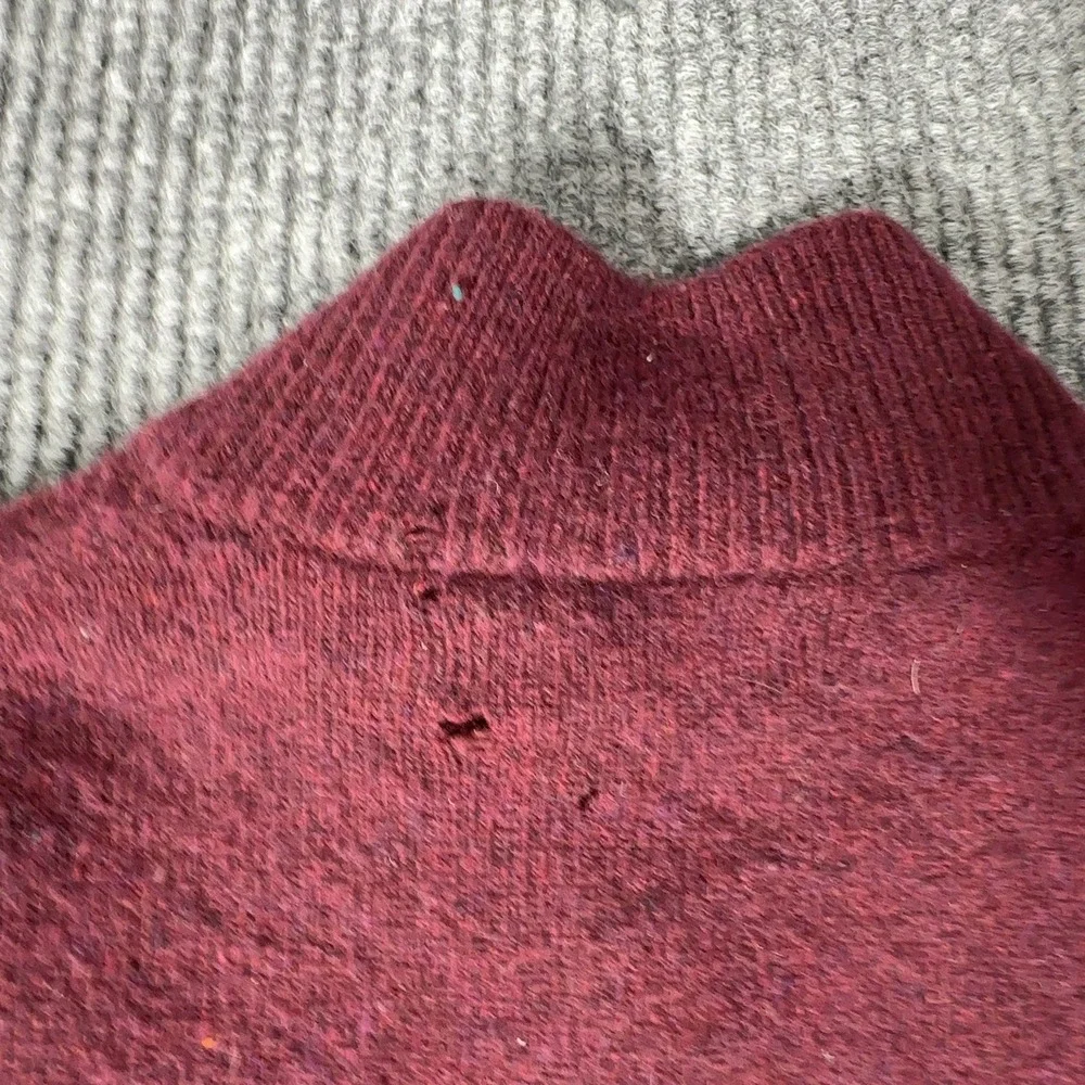 Banana Republic Sweater Mens S Burgundy Quarter Zip Merino Wool Elbow‎ Patches
